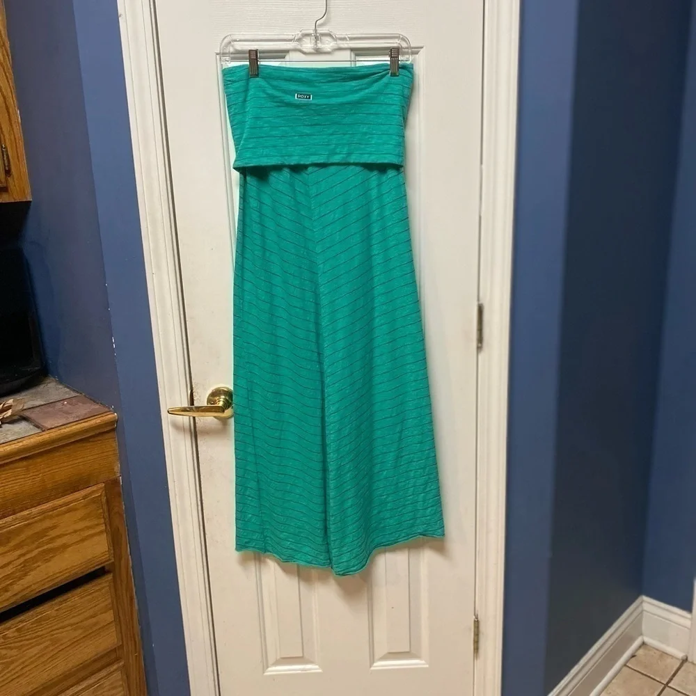ROXY Women’s Maxi Skirt / haltered dress teal green size small.